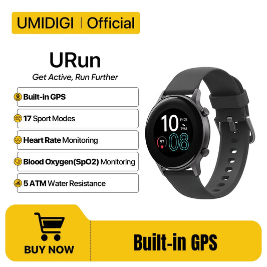UMIDIGI Urun Smartwatch GPS 1.1" Color Heart Rate Sleep Monitoring Sport Smart Clock 5ATM Waterproof For Android IOS Watch
