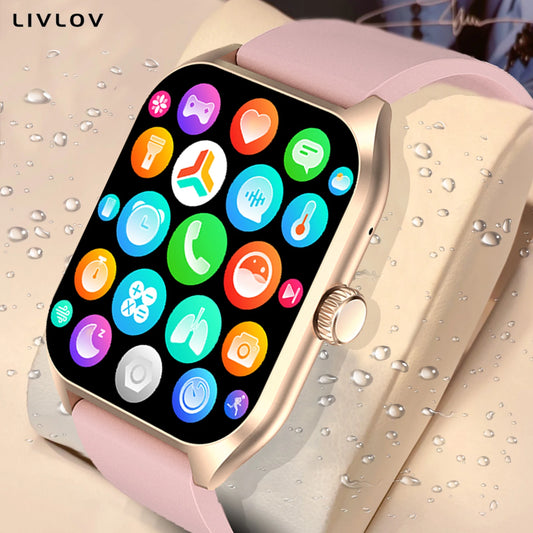 Body Temp Check Smartwatch for Women/ Men, 1.96'' Fitness Trackers with Breathing Exercise/ AI Voice Assistant/ 100+Sports
